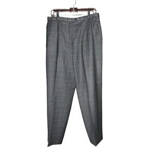 PENDLETON GRAY PLAID FLAT FRONT WOOL DRESS PANTS TROUSERS SLACKS PETITE SIZE 16